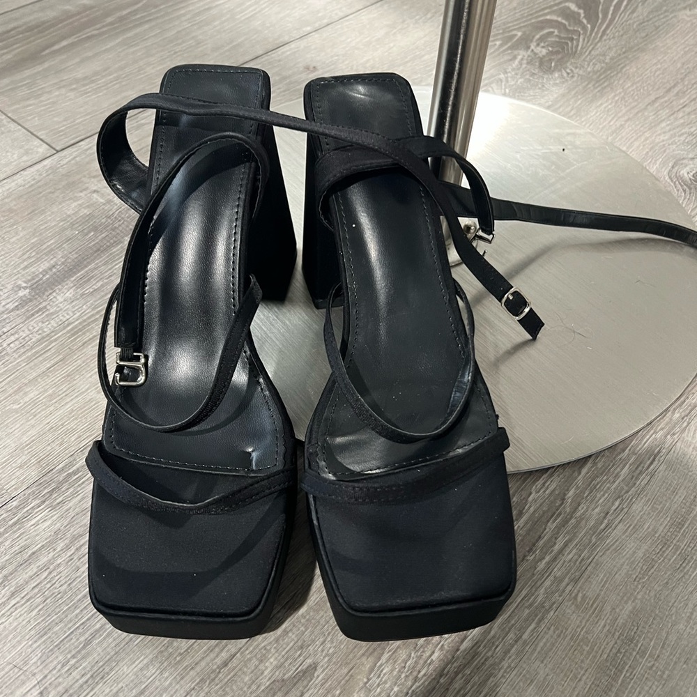 Public Desire Black Strappy Heels